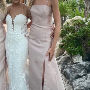 Alfred Sung Strapless Satin A-Line Gown color Cameo